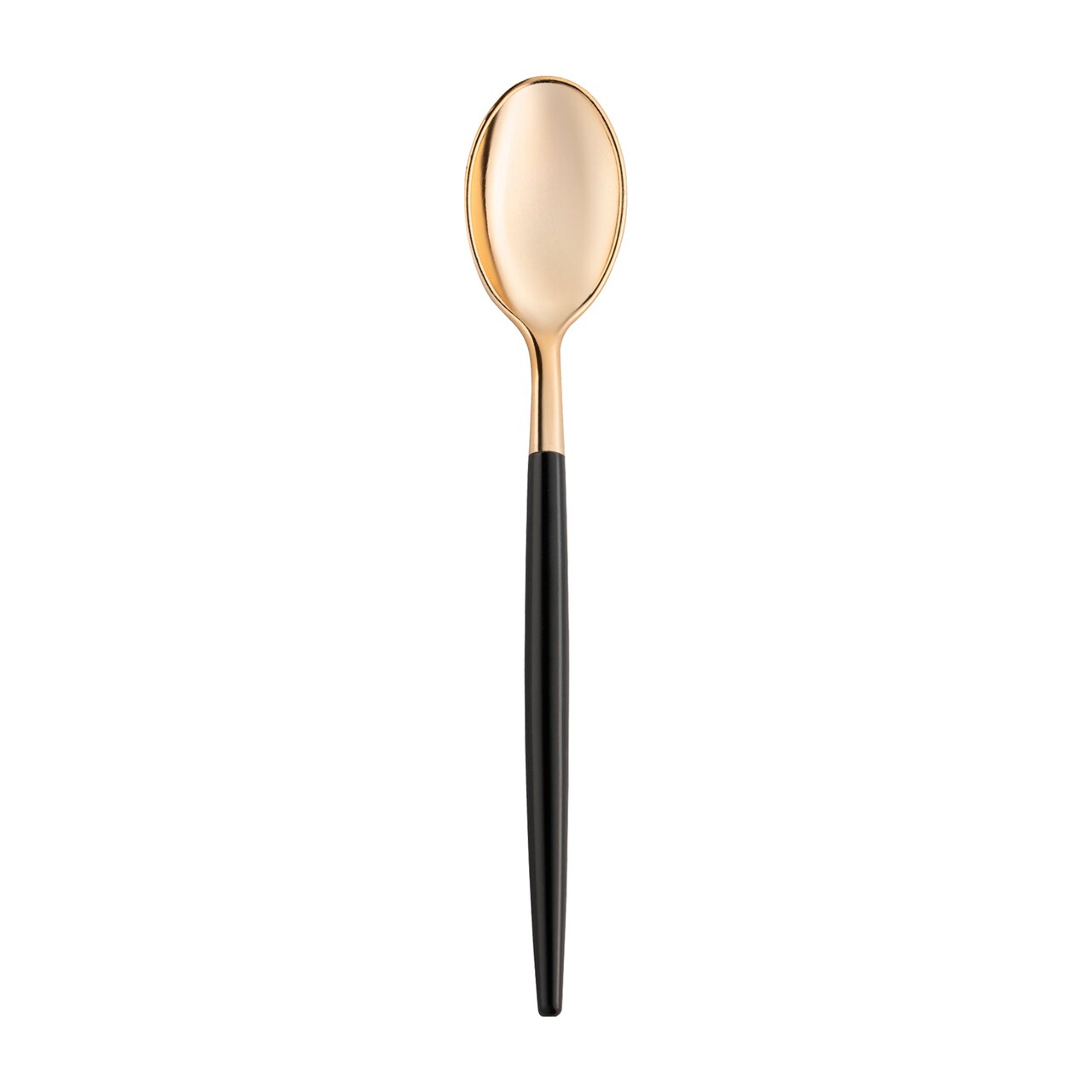 Gold with Black Handle Moderno Disposable Plastic Dinner Spoons (240 Spoons)